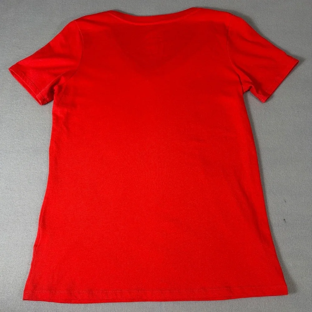 Nike Womens Dri-FIT V-Neck Graphic‎ T-Shirt Red Athletic Cut Large 805745-696
